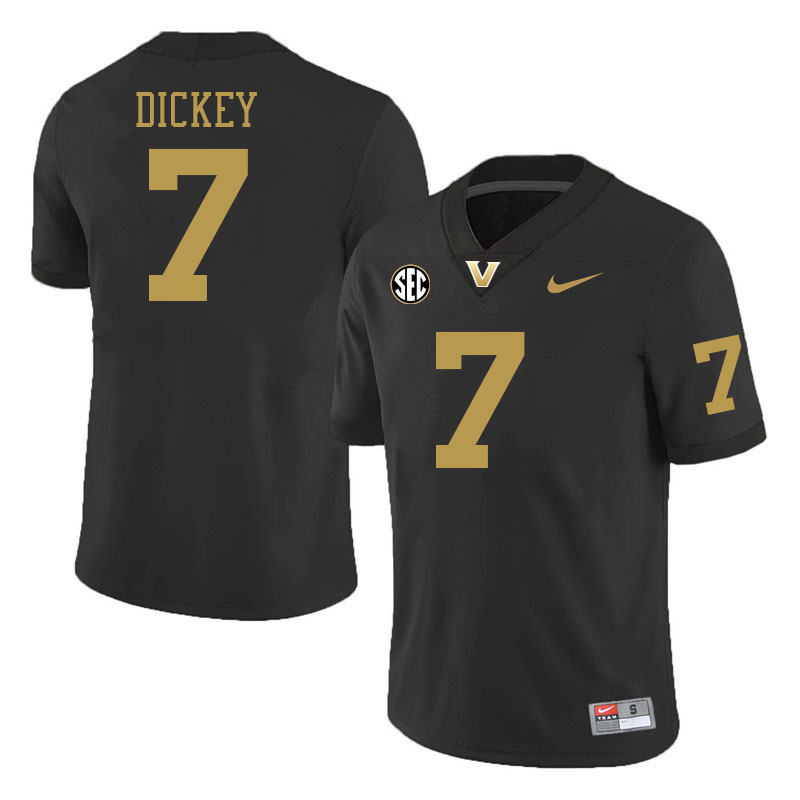 Vanderbilt Commodores #7 Drew Dickey College Football Jerseys 2024 Uniforms Stitched-Black